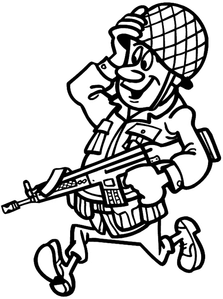 Soldier in action vinyl sticker. Customize on line. Wars and Terrorism 097-0213